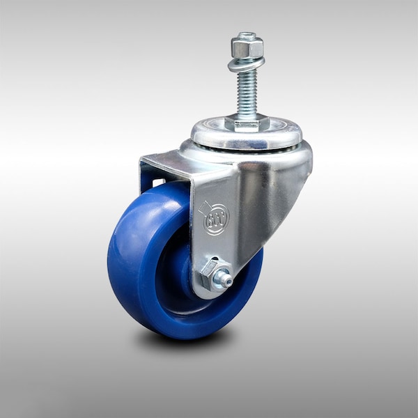3 Inch SS Solid Polyurethane Wheel Swivel 10mm Threaded Stem Caster SCC
